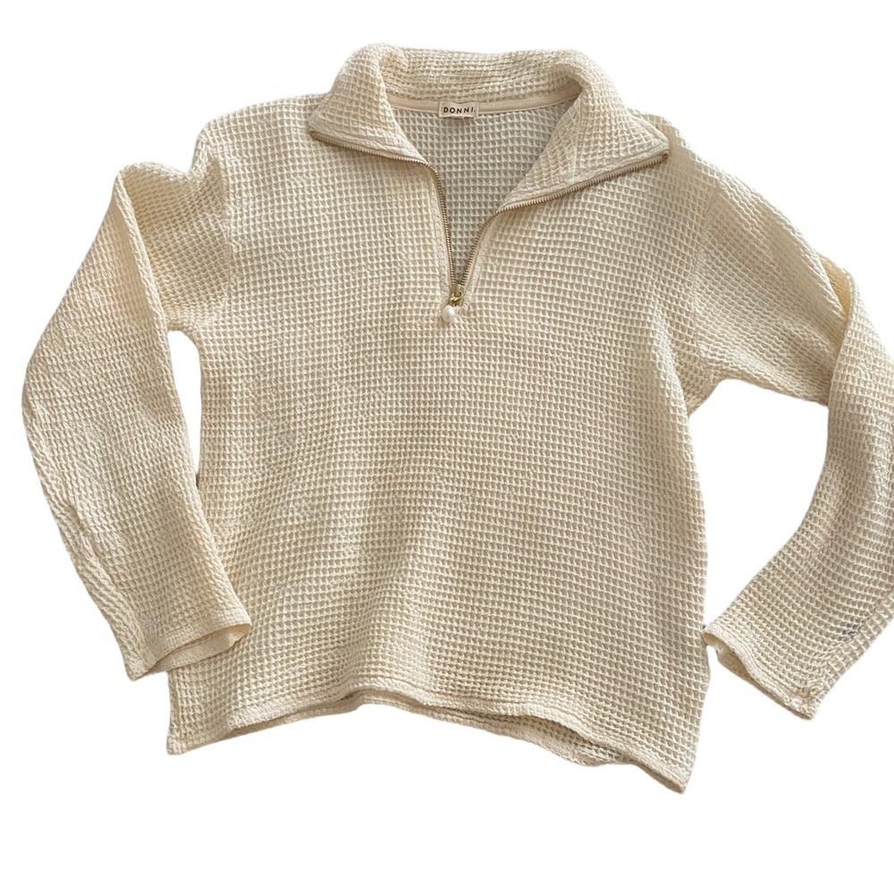 DONNI. waffle half zip / cream / size S